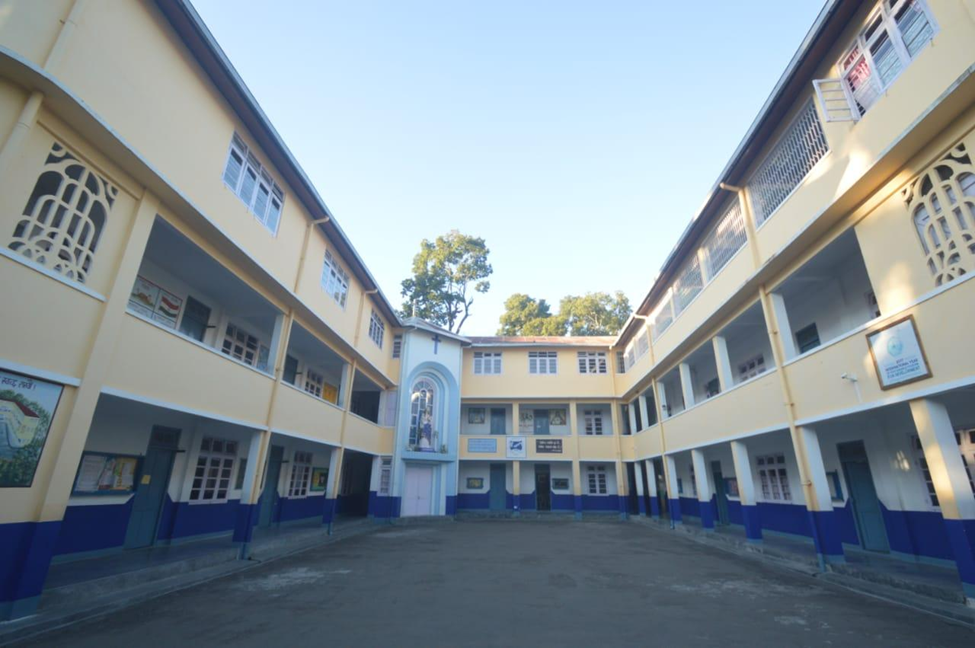School courtyard and building view