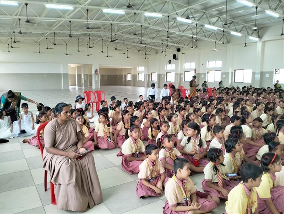 Students gathered for a school assembly